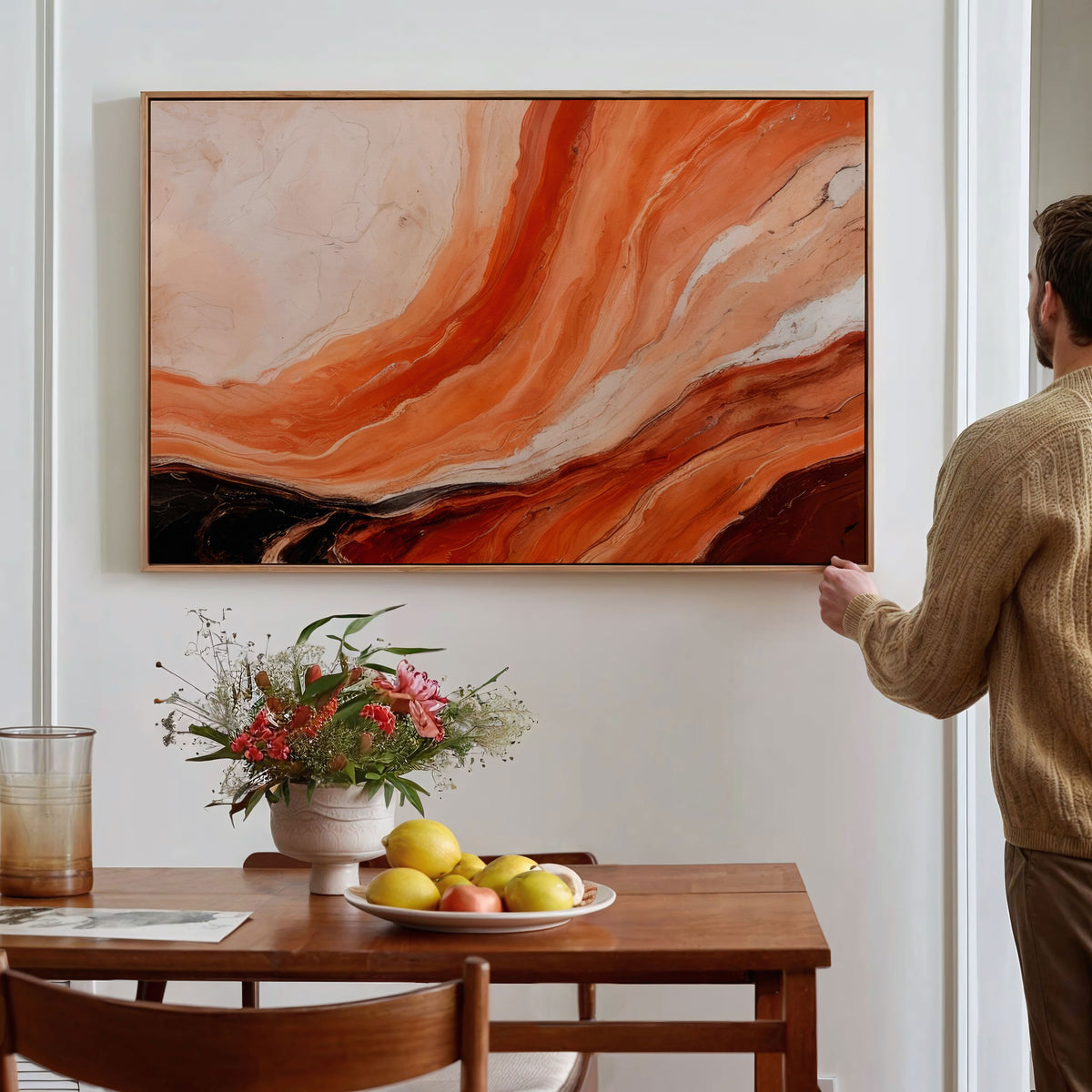 Orange And Beige Marbled Effect