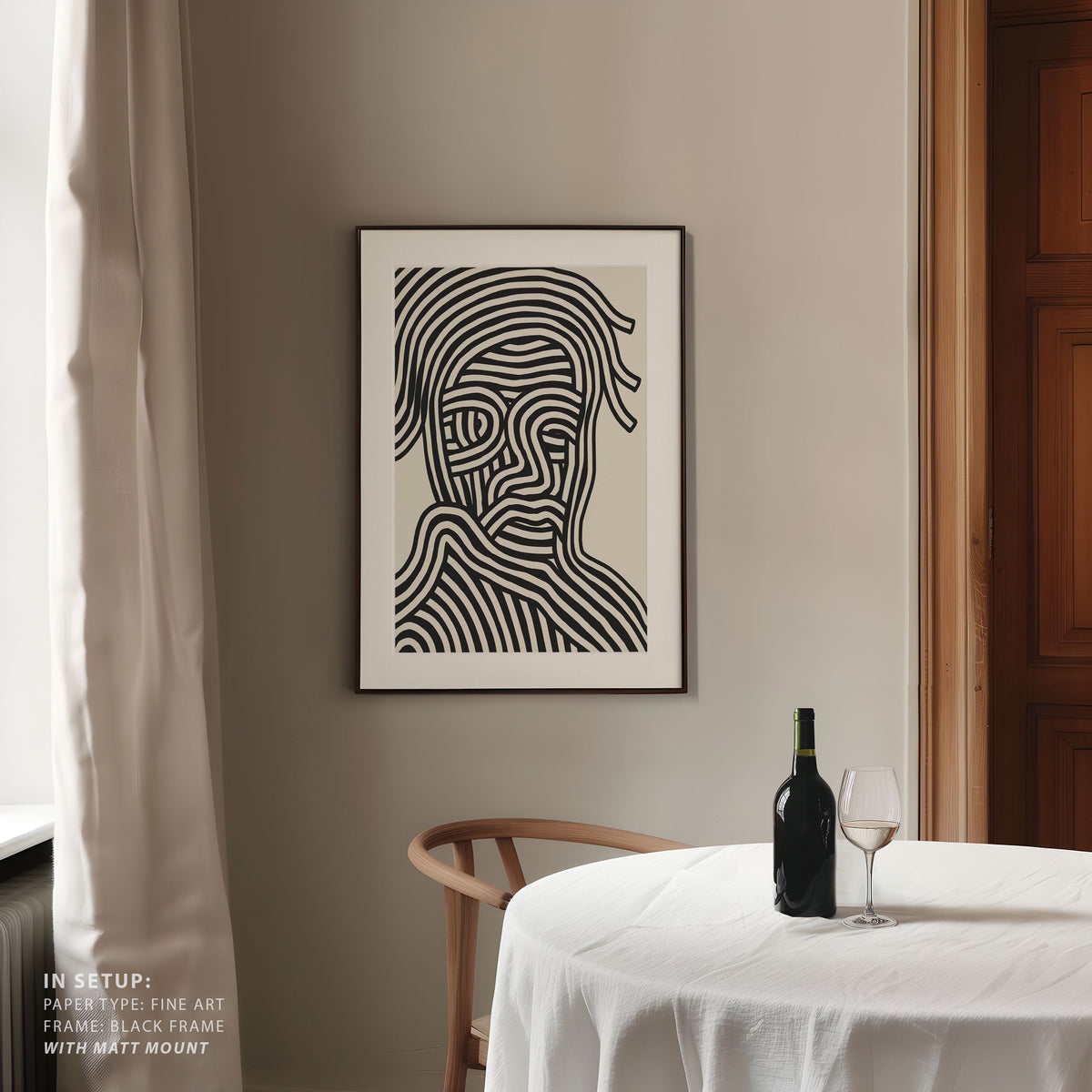 Stylized Human Face With Black Stripes