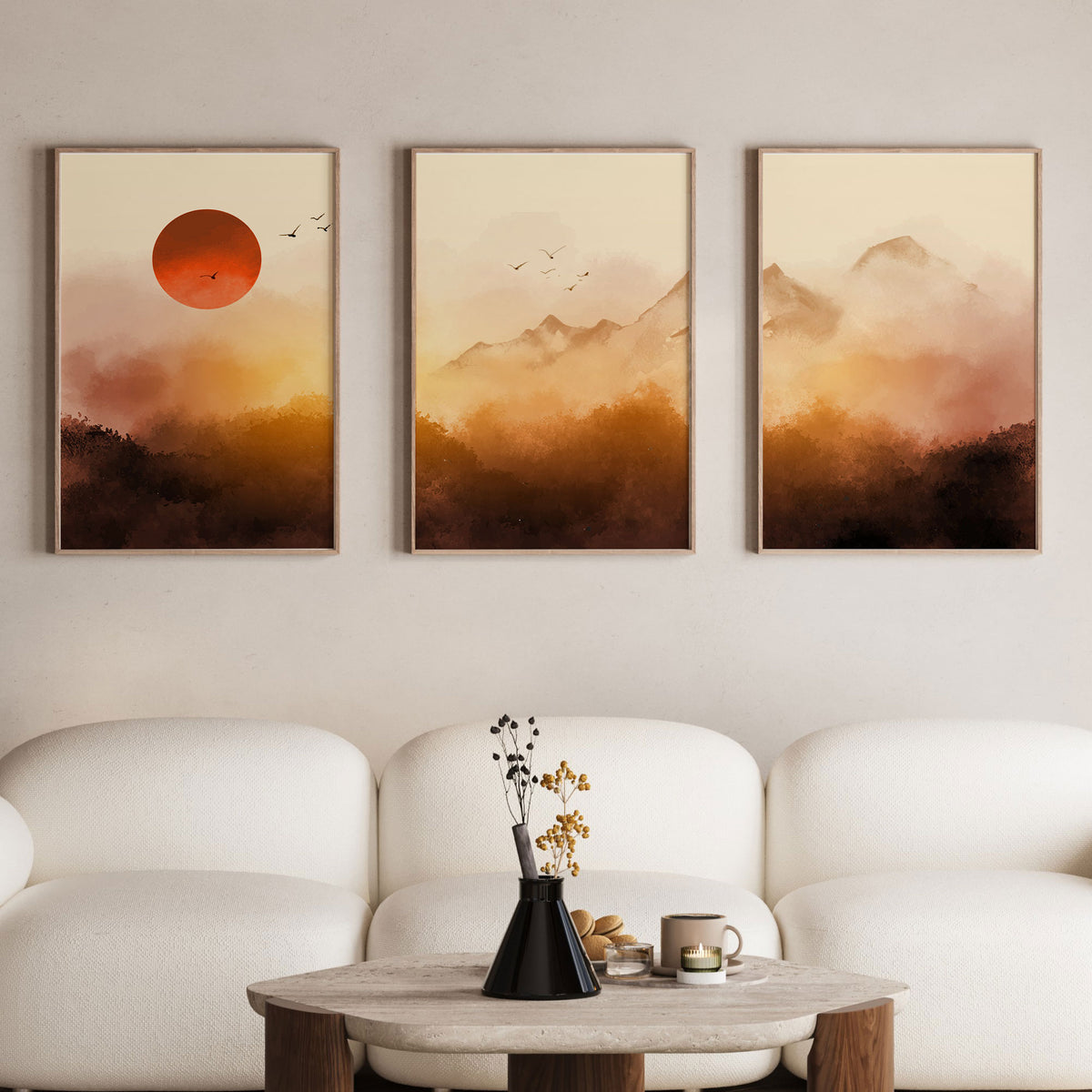 Sunrise Landscape with Misty Forest
