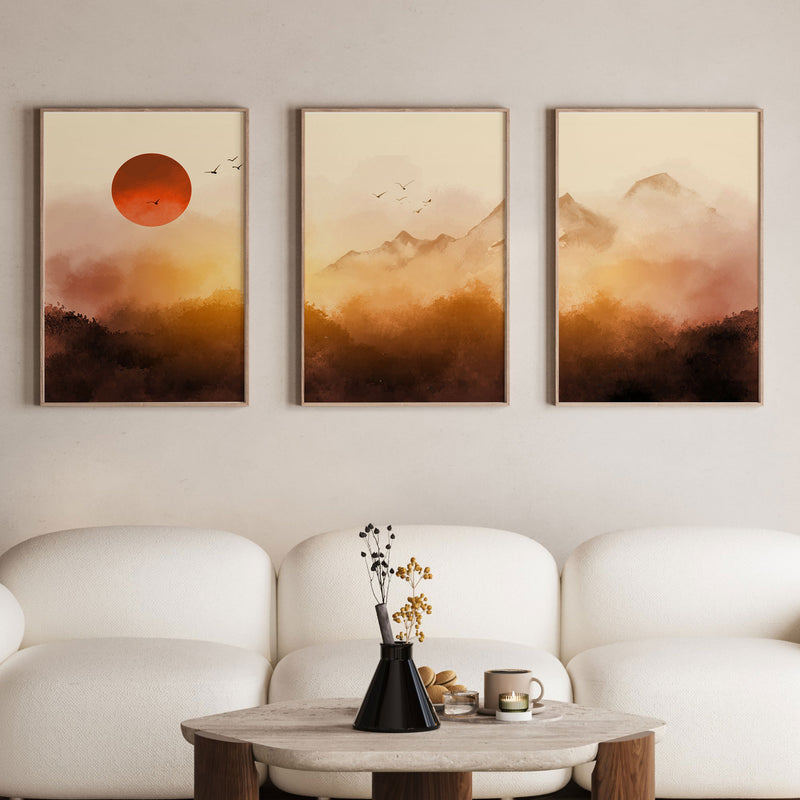 Sunrise Landscape with Misty Forest