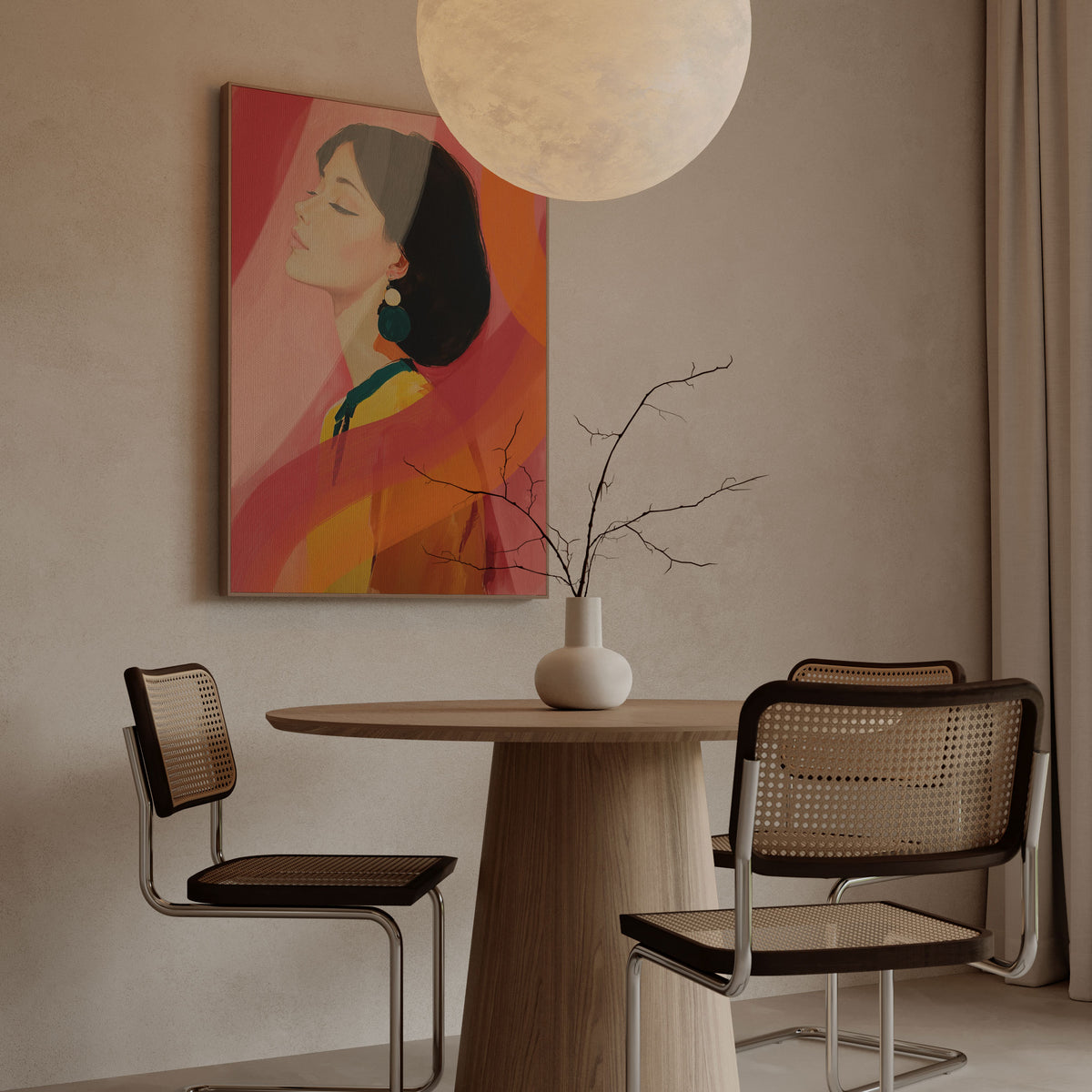 Portrait Orange – Japandi Abstract Woman Wall Art