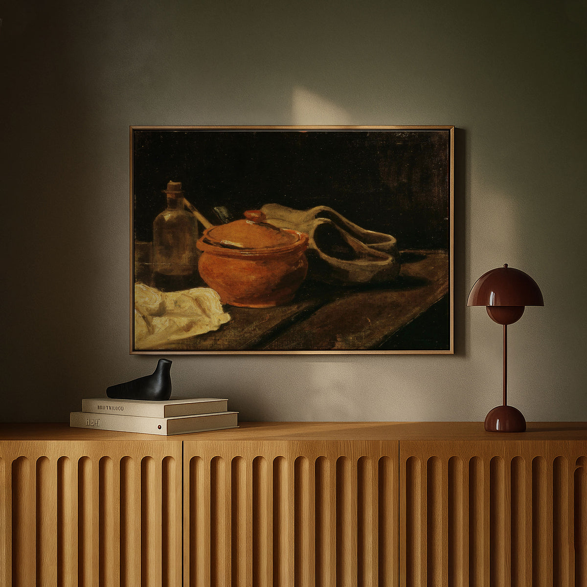 Still Life with Earthenware, Bottle and Clogs