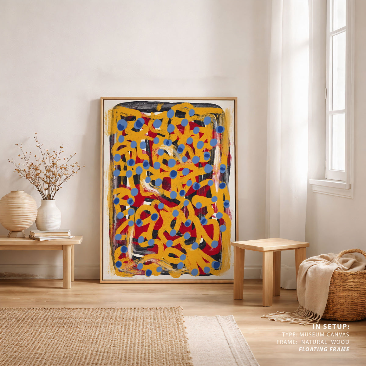 Yellow Dotted Line and Blue Polka Dot