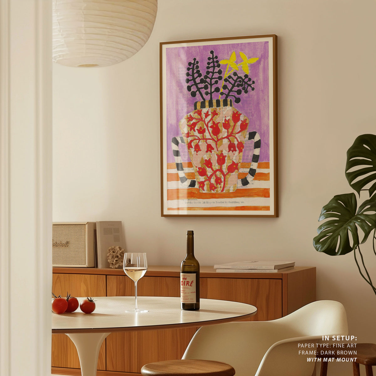 Colorful Vase With Abstract Floral Patterns