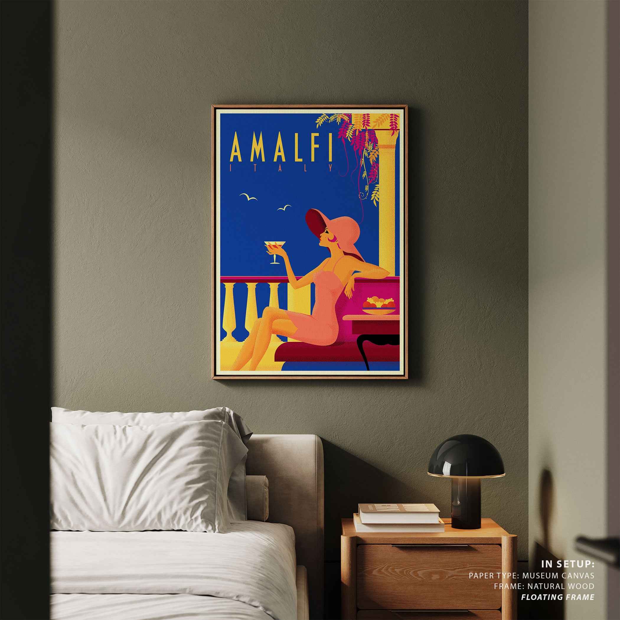 BW SEP Amalfi Travel Poster Print