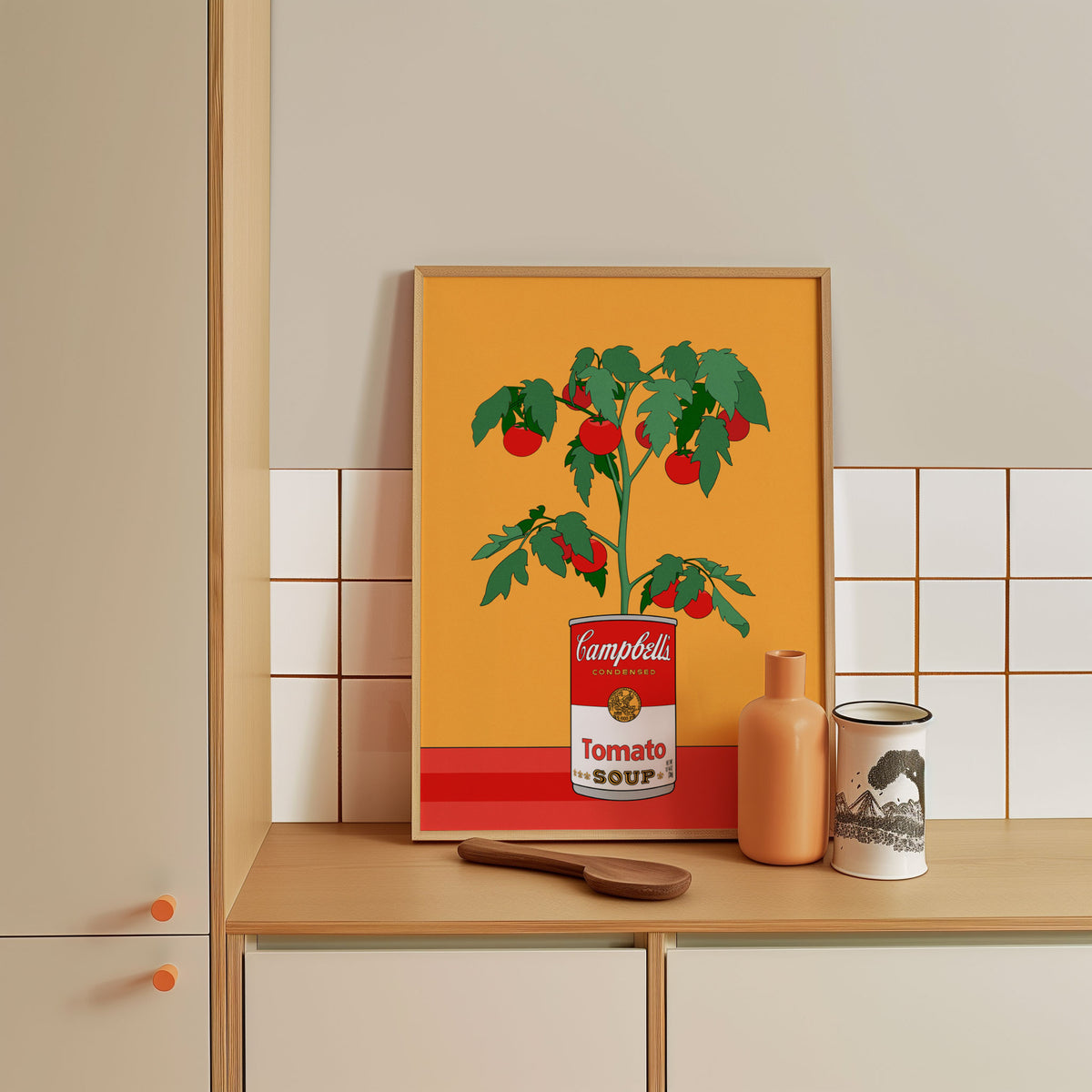 Campbells Soup Tomato Plant Retro Illustration