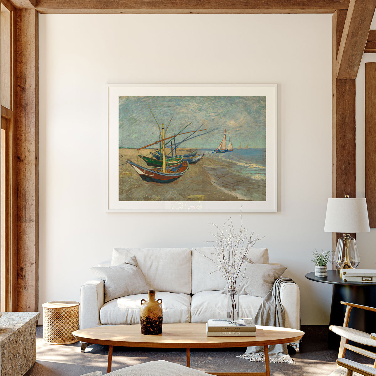 Fishing Boats on the Beach Van Gogh Painting