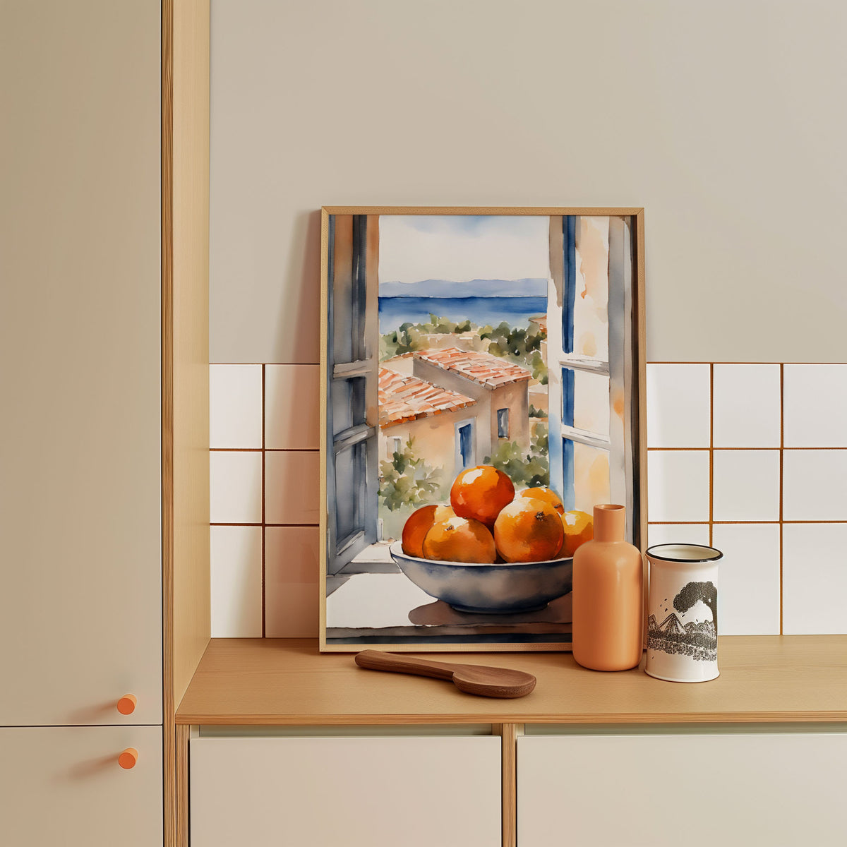 Orangenschale im Fenster