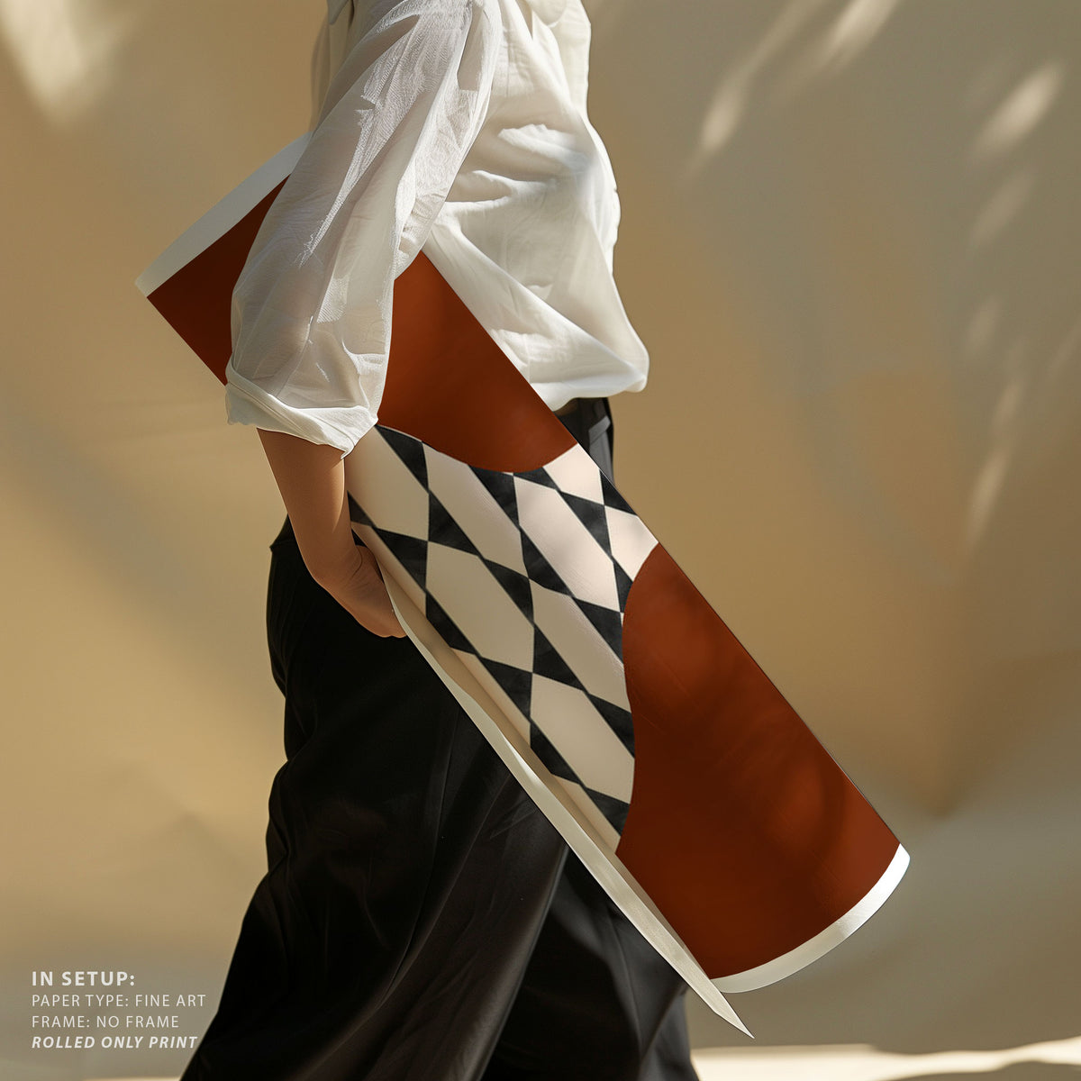 Checkered Vase in Terracotta
