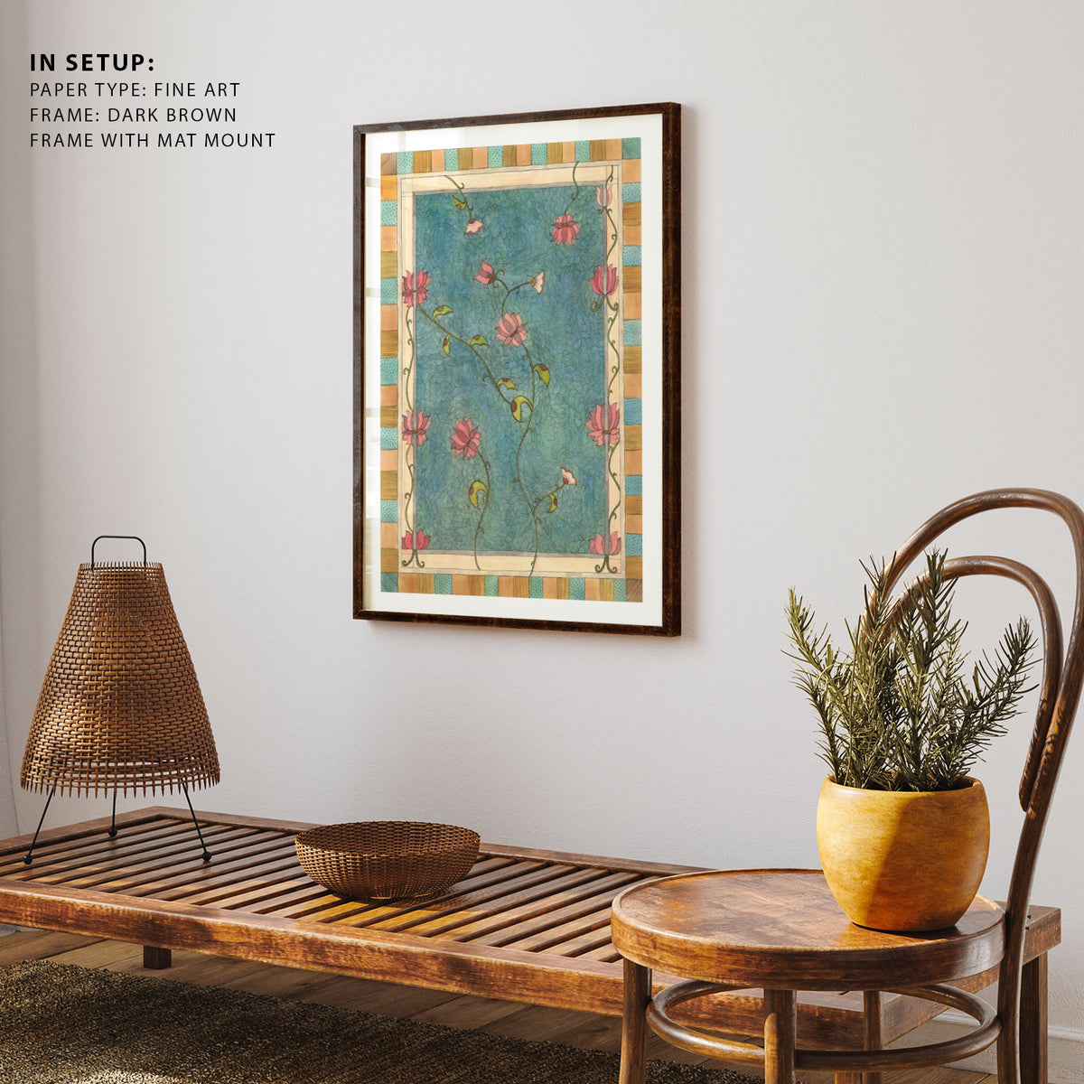 Madhubani Motifs Flower Vintage I, Madhubani Art