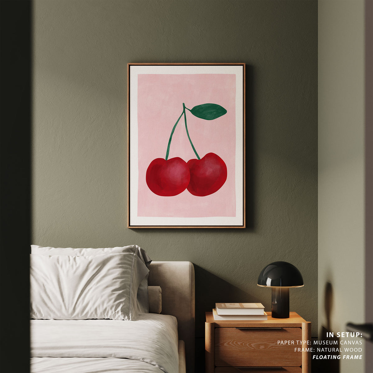Red Cherries with a Green Leaf