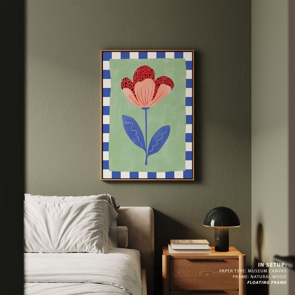 Stylized Flower With Red Petals And Black Dots