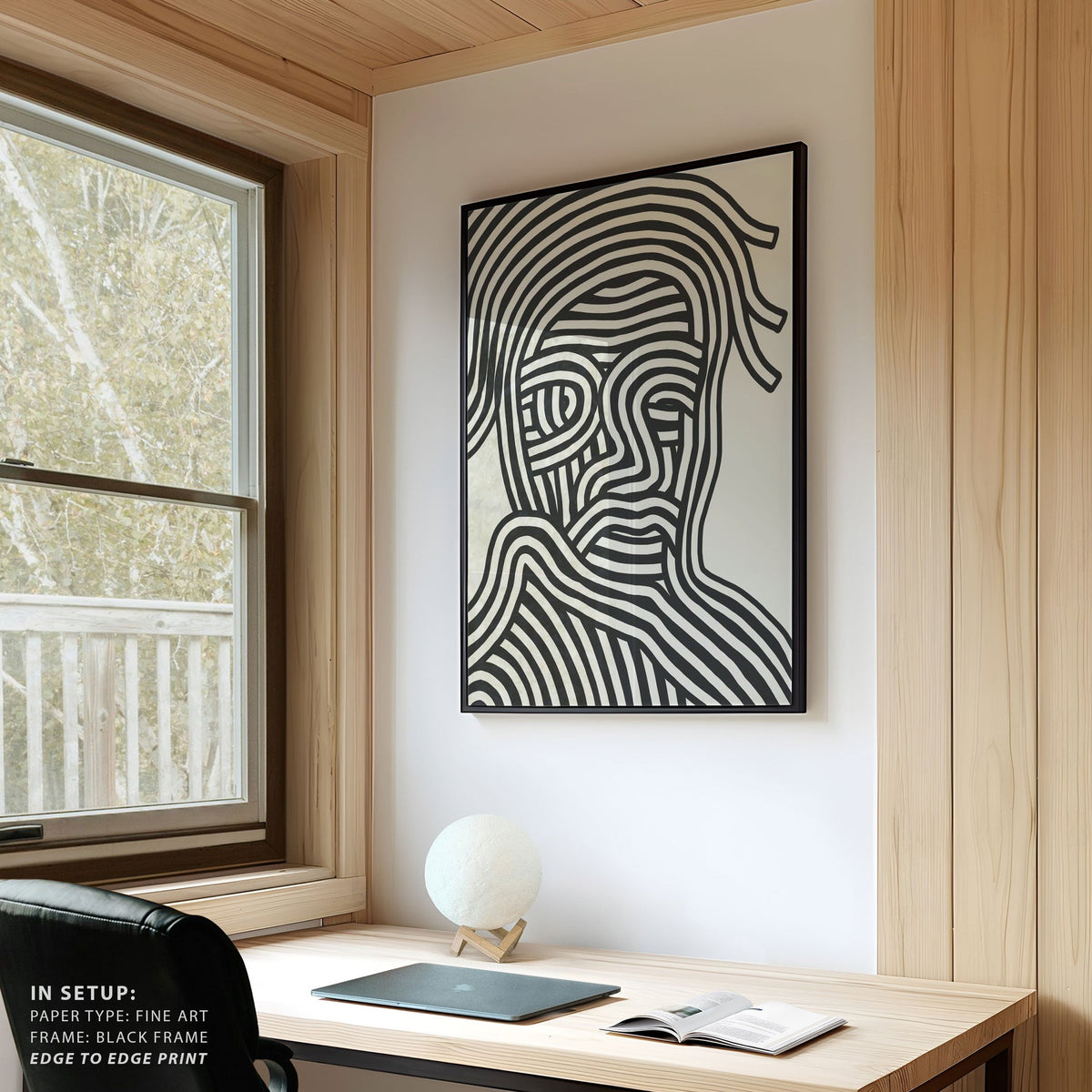 Stylized Human Face With Black Stripes