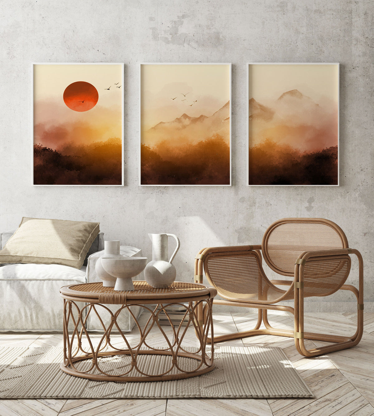 Sunrise Landscape with Misty Forest