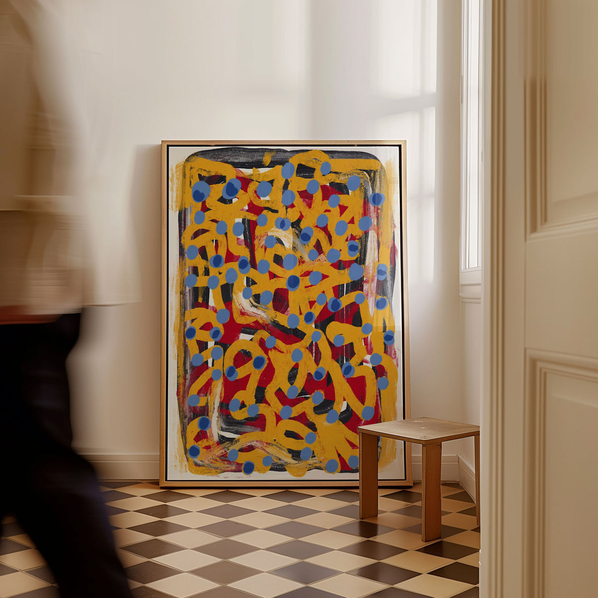 Yellow Dotted Line and Blue Polka Dot