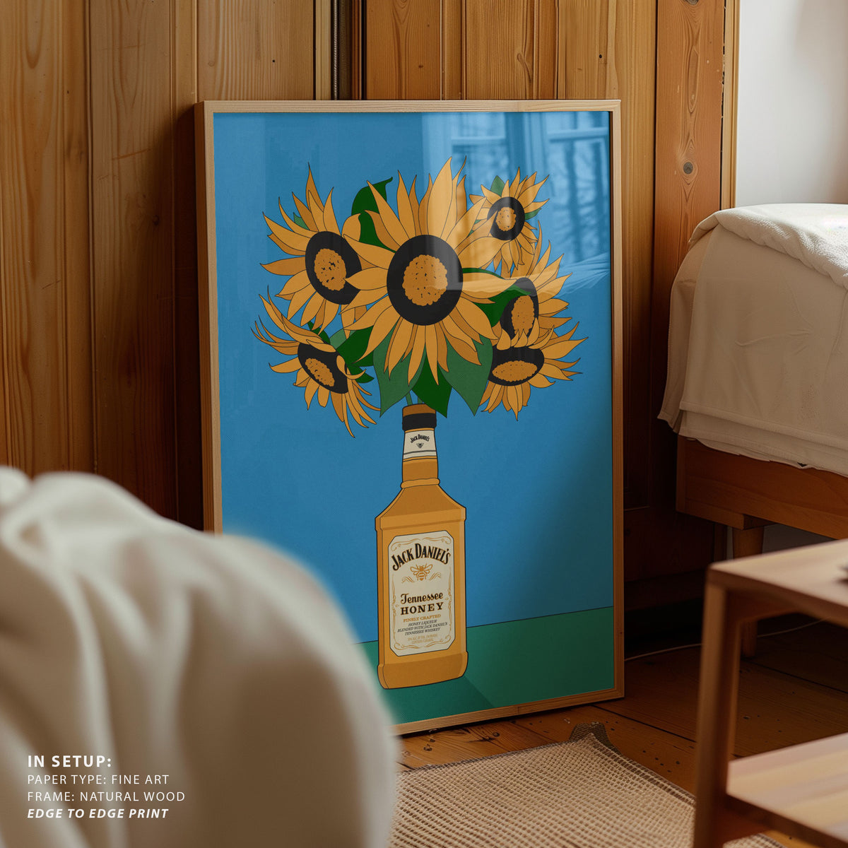Sunflowers in Honey Whiskey Retro Illustration