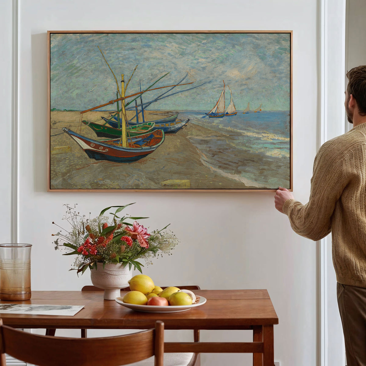 Fishing Boats on the Beach Van Gogh Painting