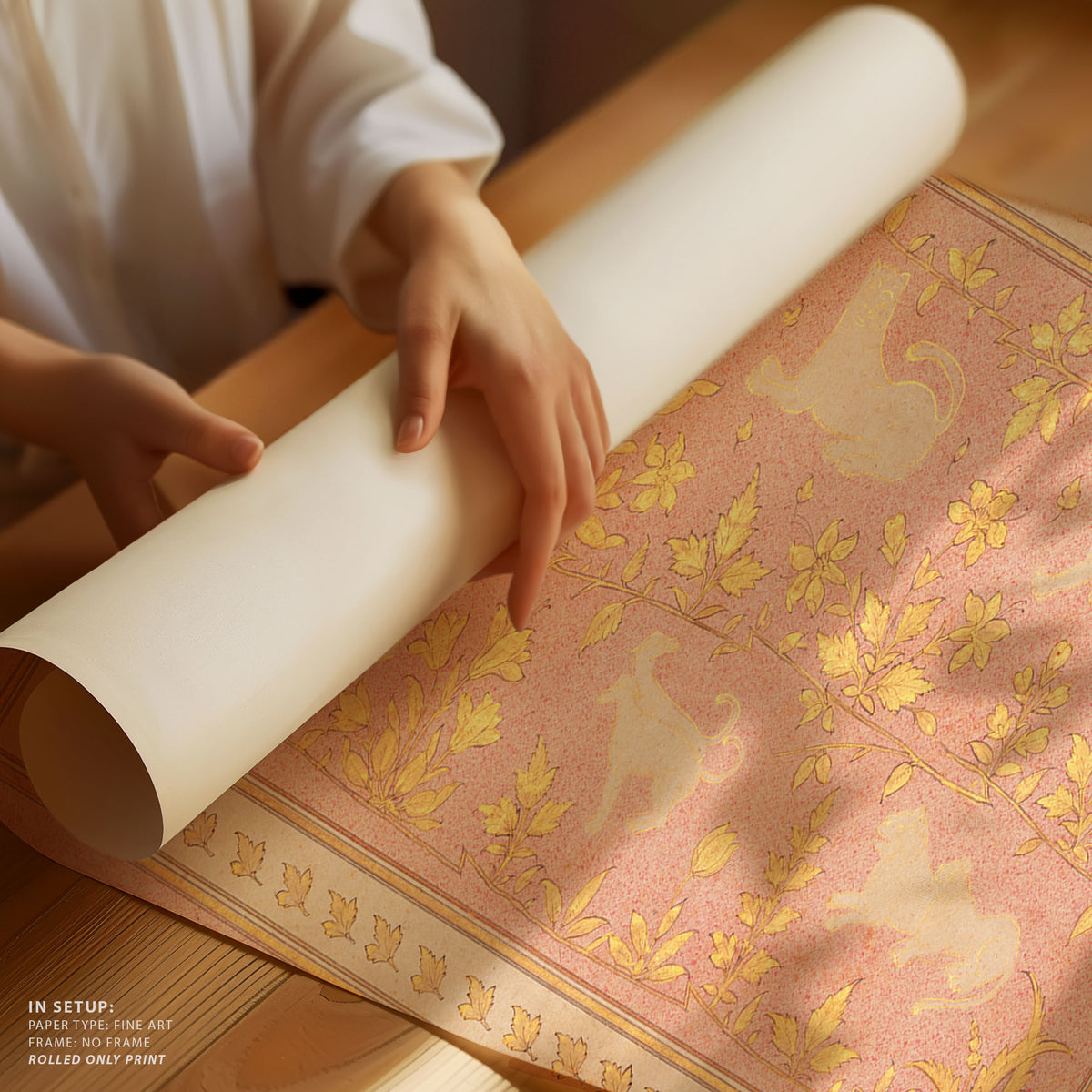Antique Gold and Buff Pattern Tapestry