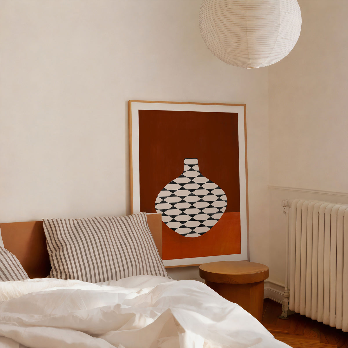 Checkered Vase in Terracotta