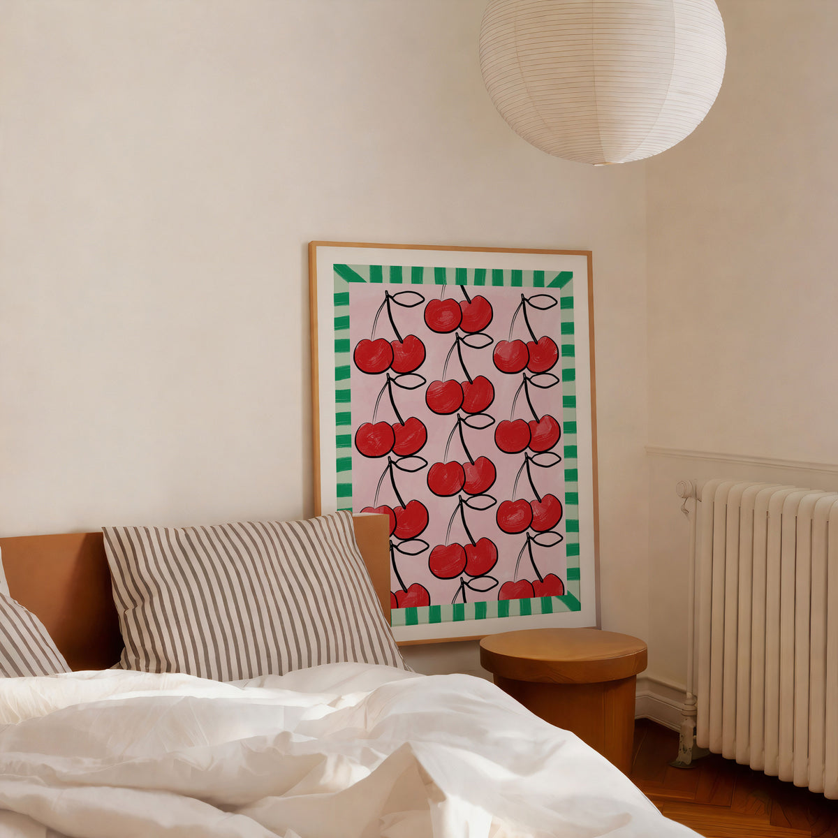 Red Cherries on a Pink