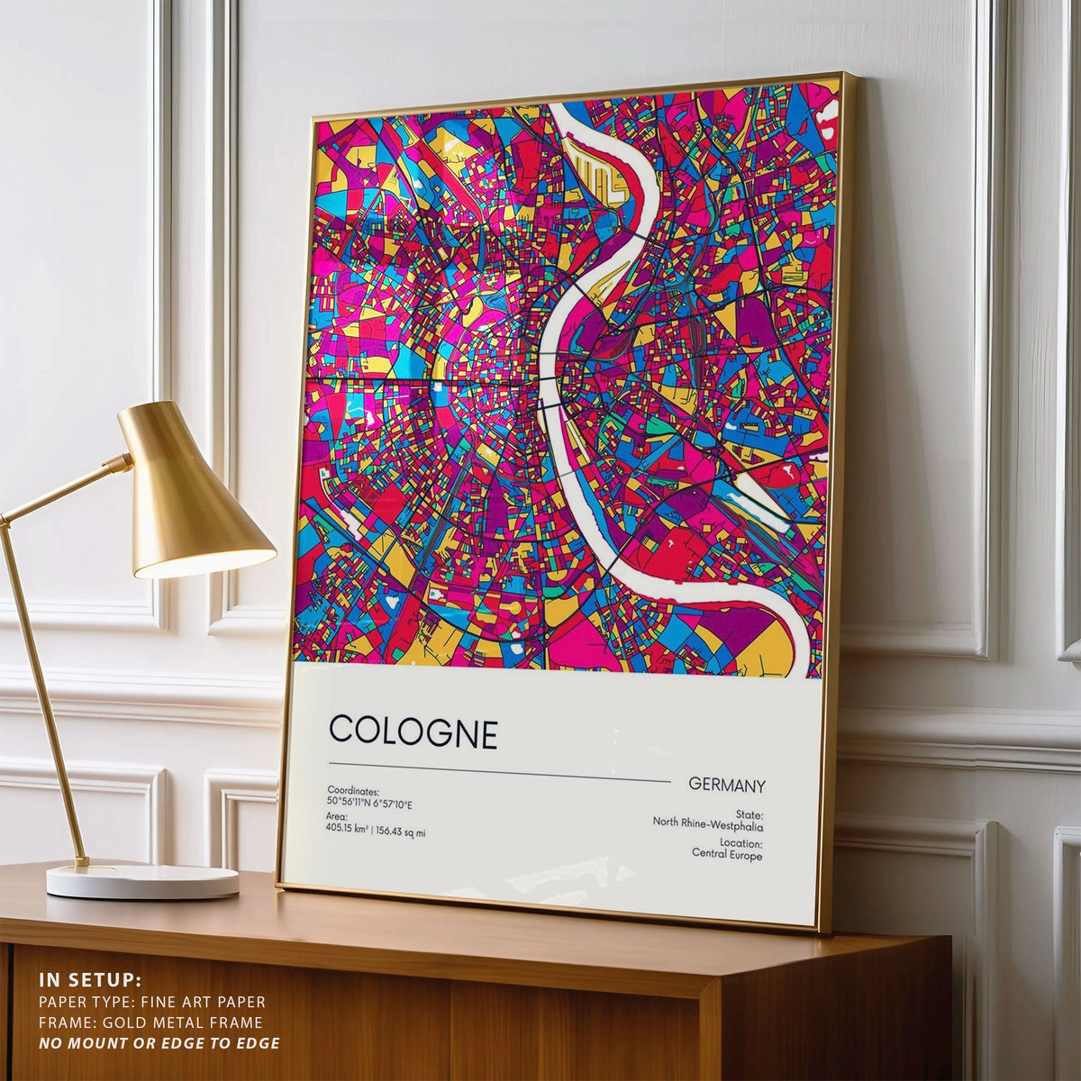 Road Map of Cologne with Colorful Neighborhoods and Districts