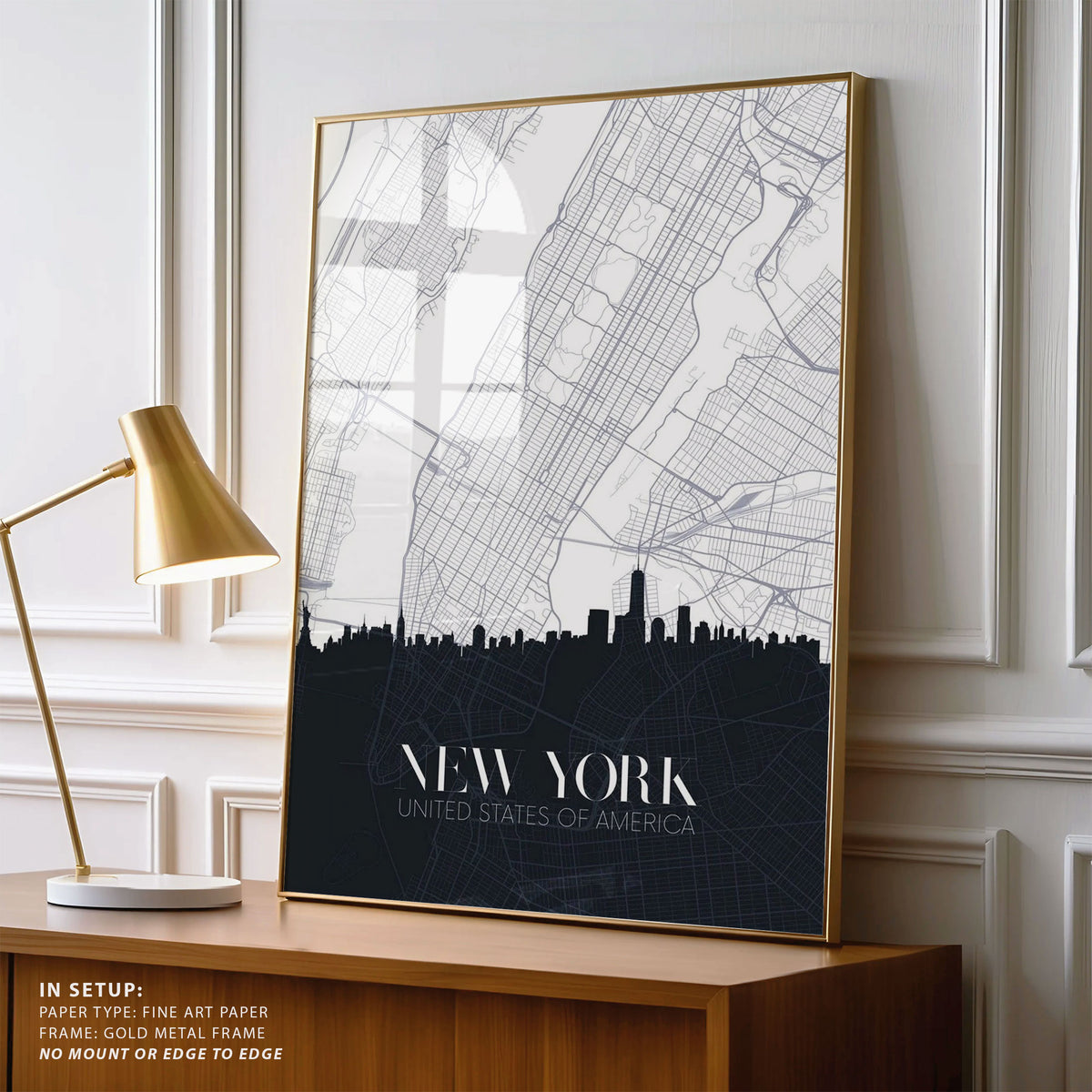 Skyline and City Map of New York