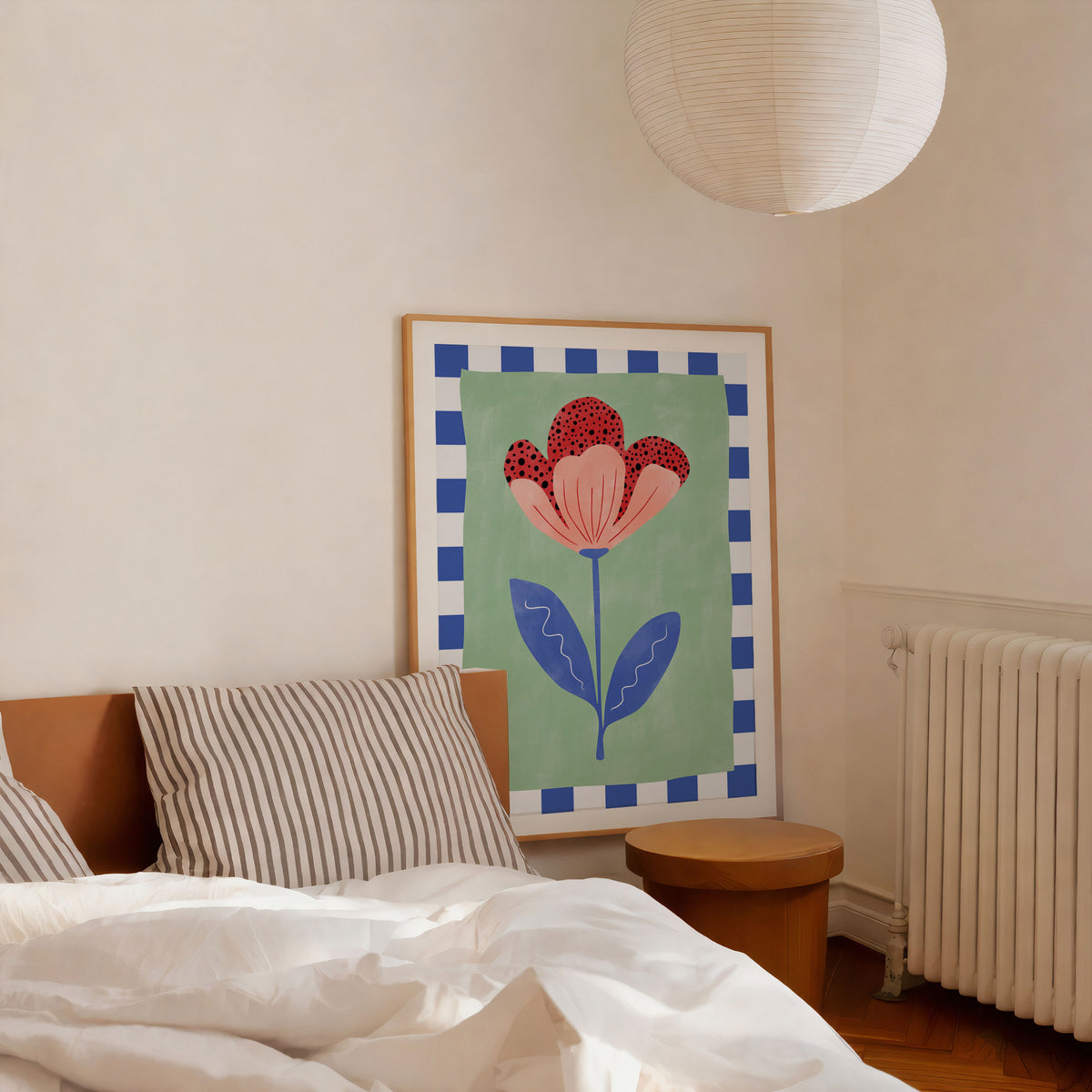 Stylized Flower With Red Petals And Black Dots