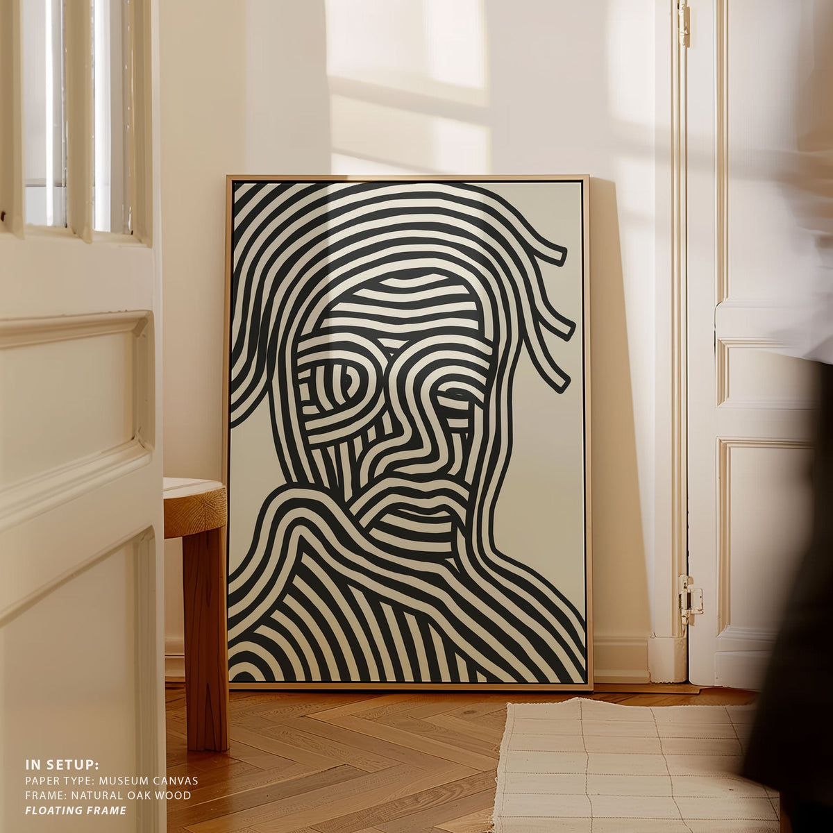 Stylized Human Face With Black Stripes