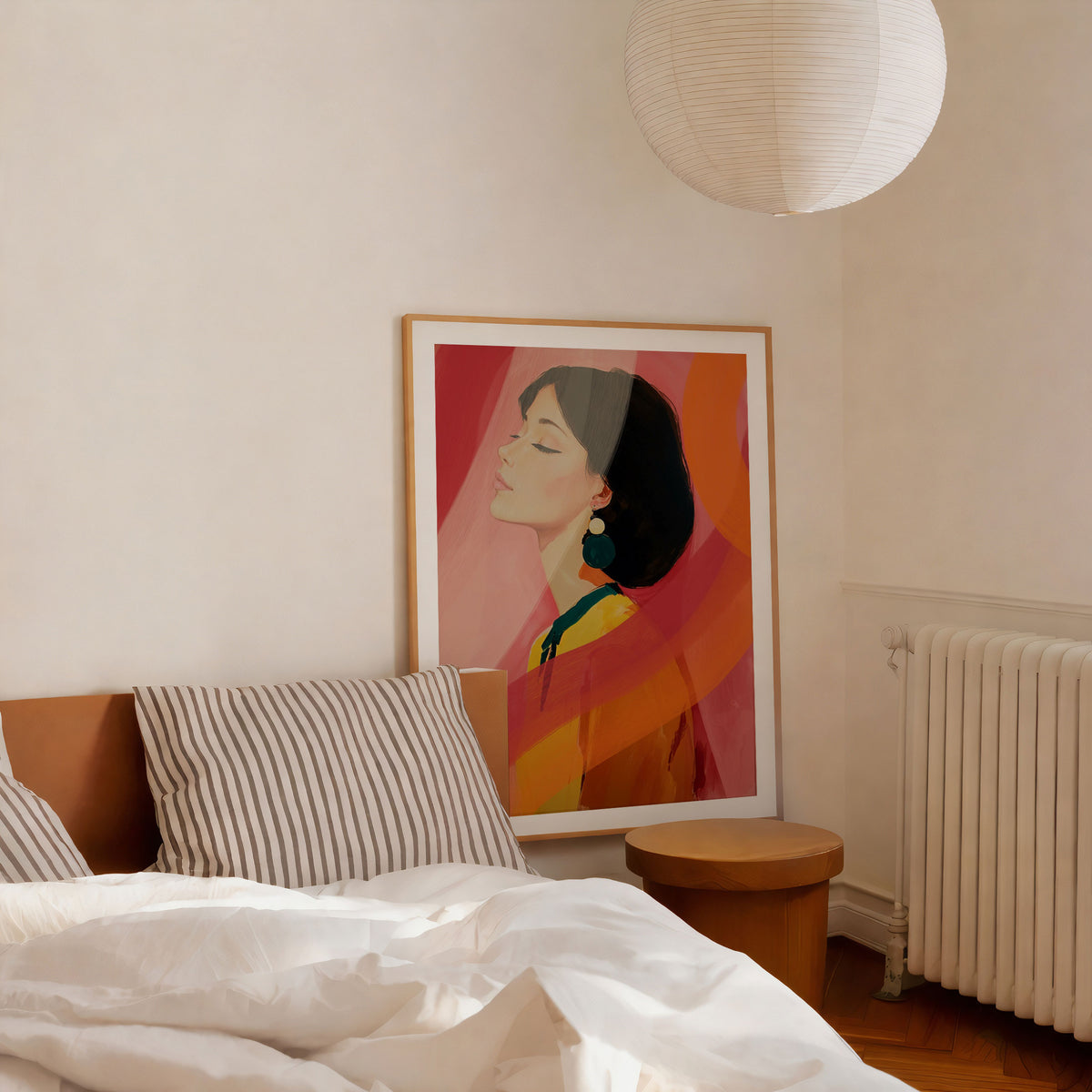 Portrait Orange – Japandi Abstract Woman Wall Art