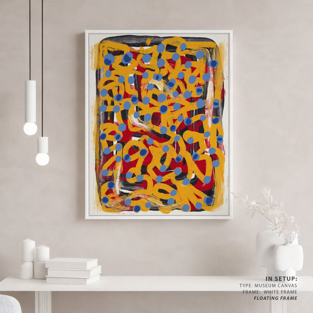 Yellow Dotted Line and Blue Polka Dot