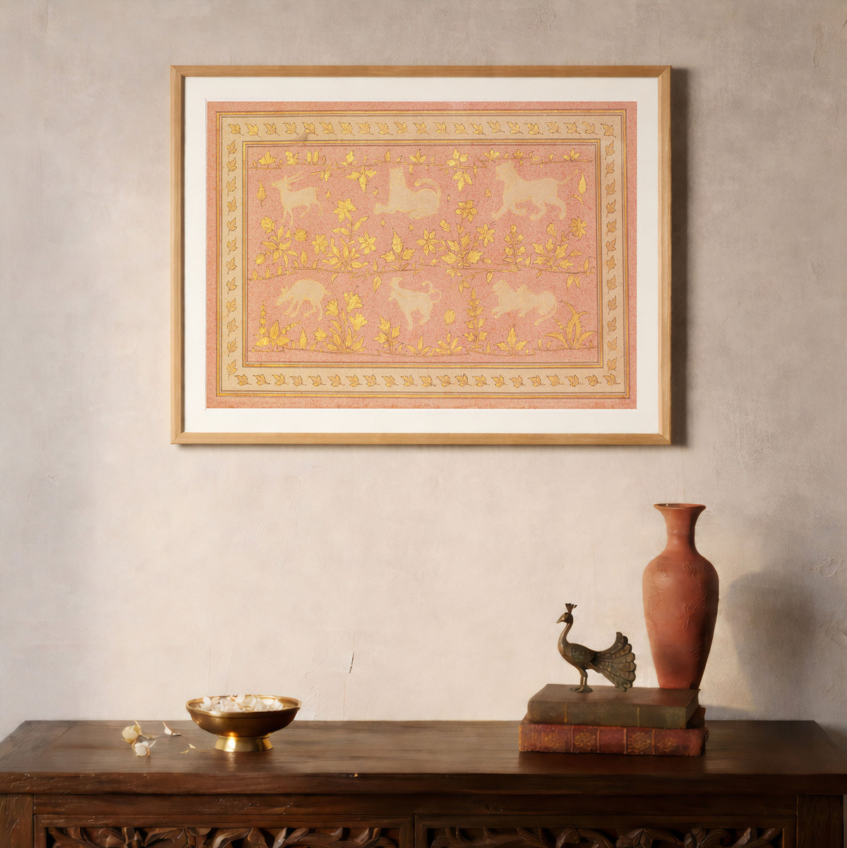 Antique Gold and Buff Pattern Tapestry