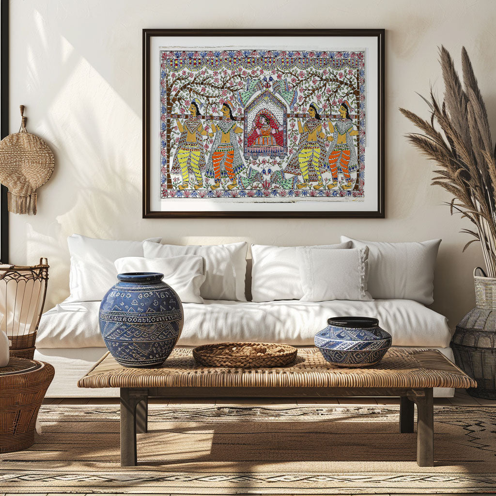 Palanquin pledge-The Bride's journey Madhubani Painting