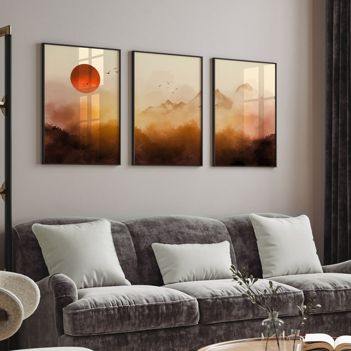 Sunrise Landscape with Misty Forest
