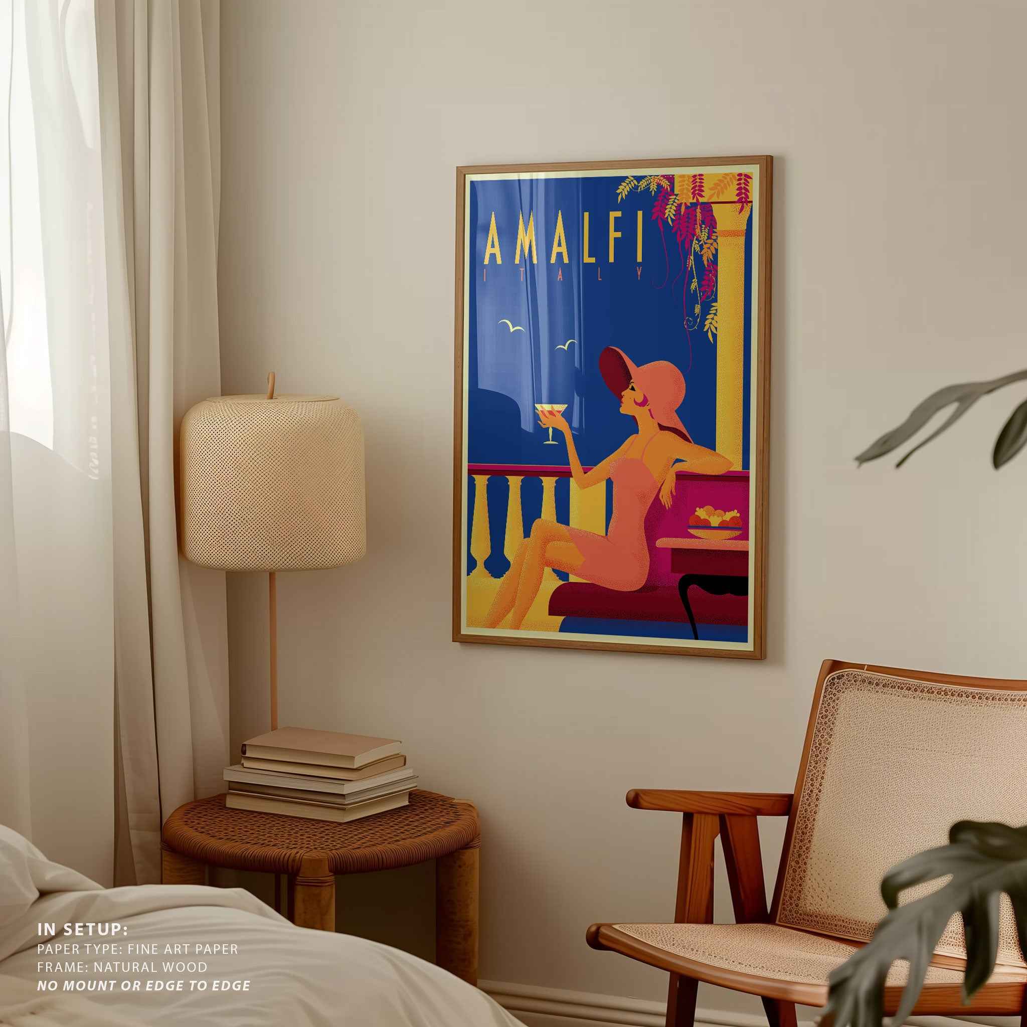 BW SEP Amalfi Travel Poster Print