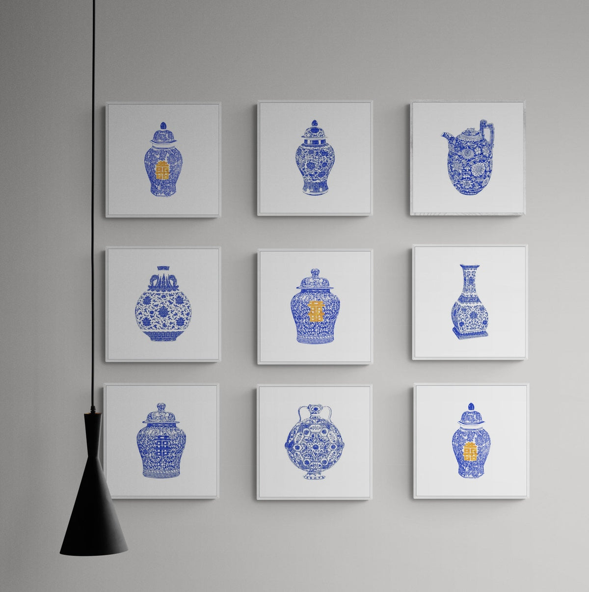 Traditional Gallery Wall, Set of 9 Art, Traditional Pottery Art