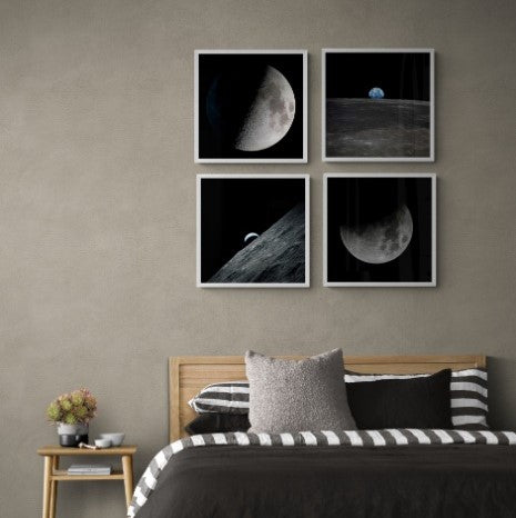 Gallery Wall Art of Moon and Earth, Set of 4, Gallery Wall