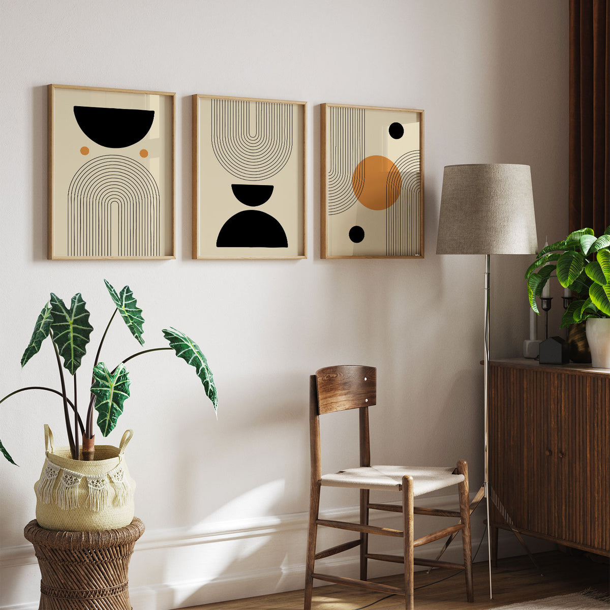 Mid Century Modern Wall Art Shapes, Minimalist Trendy