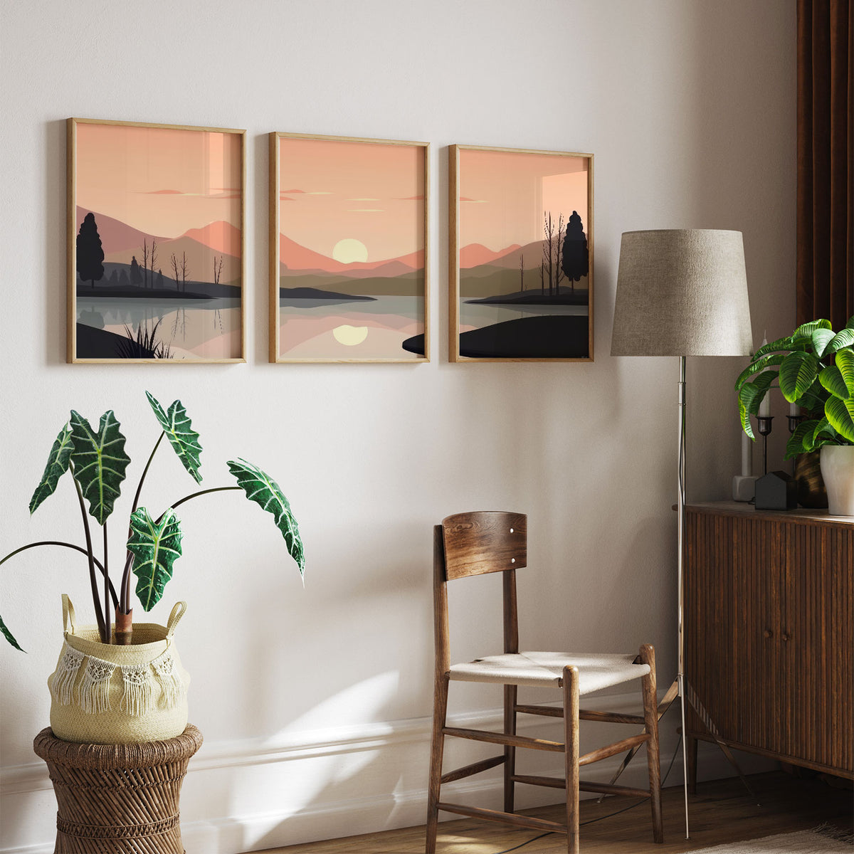 Minimalist Sunset Mountains Range
