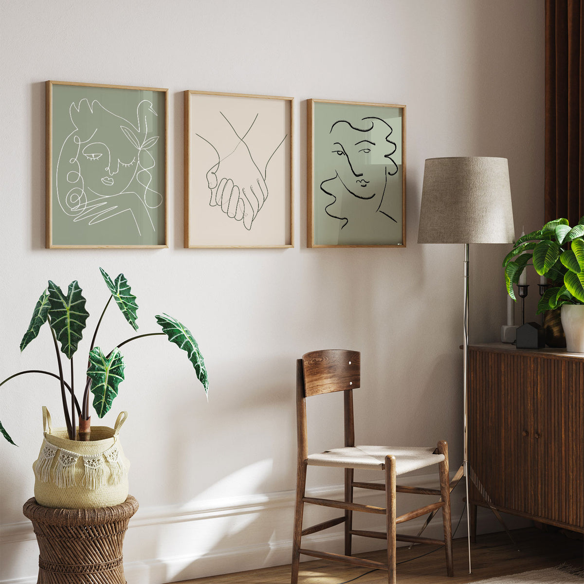 Sage Green Minimalist Line Art