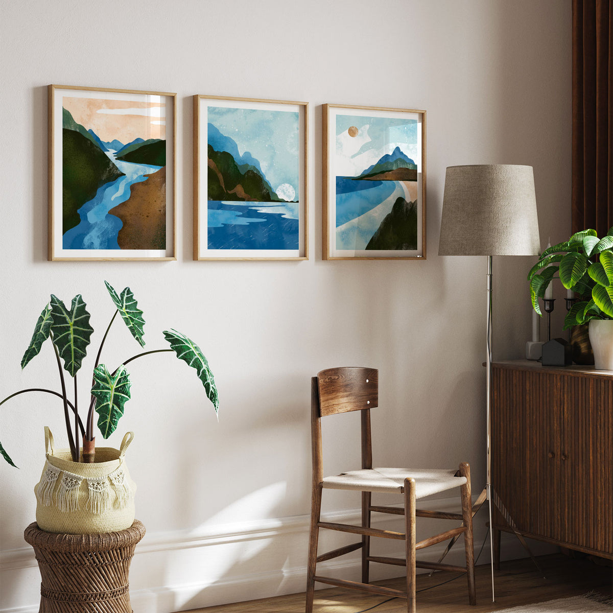 Scandinavian Style. Abstract Geometric Mountain Landscape II