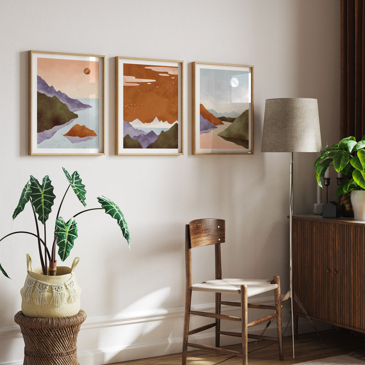 Scandinavian Style. Abstract Geometric Mountain Landscape