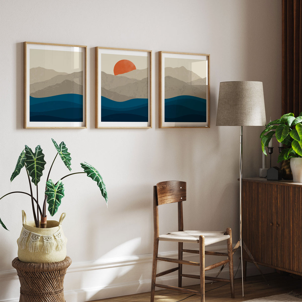 Sunset Mountain and Water Minimalist