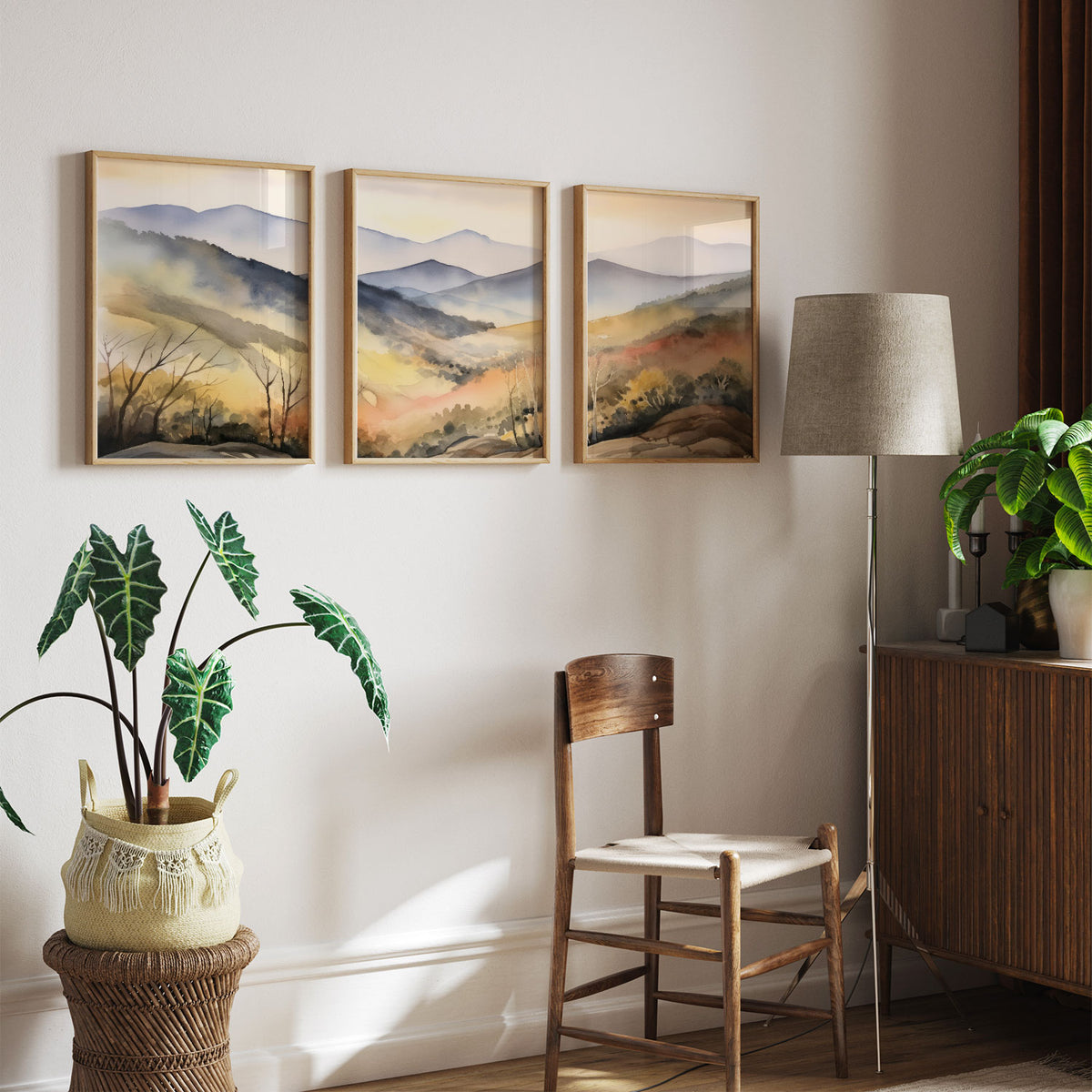 Watercolor Mountain Forest