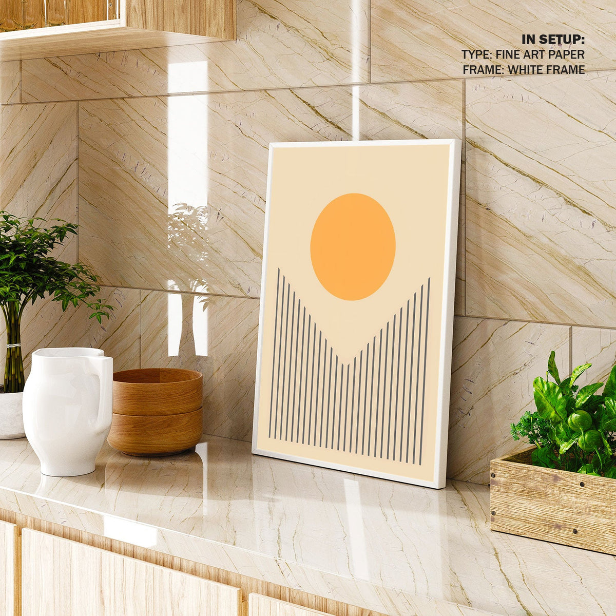 Minimalist Abstract Sun Dawn 1, Geometric Art Paintings