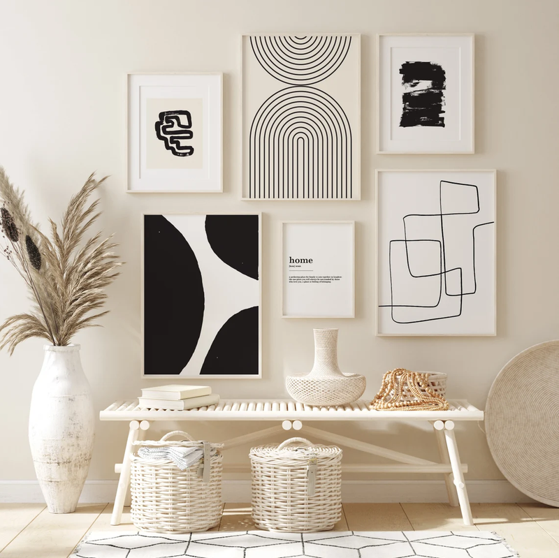 Gallery Wall Set, Modern Abstract Art Set Of 6, Minimal Gallery Wall Set, Modern gallery wall,
