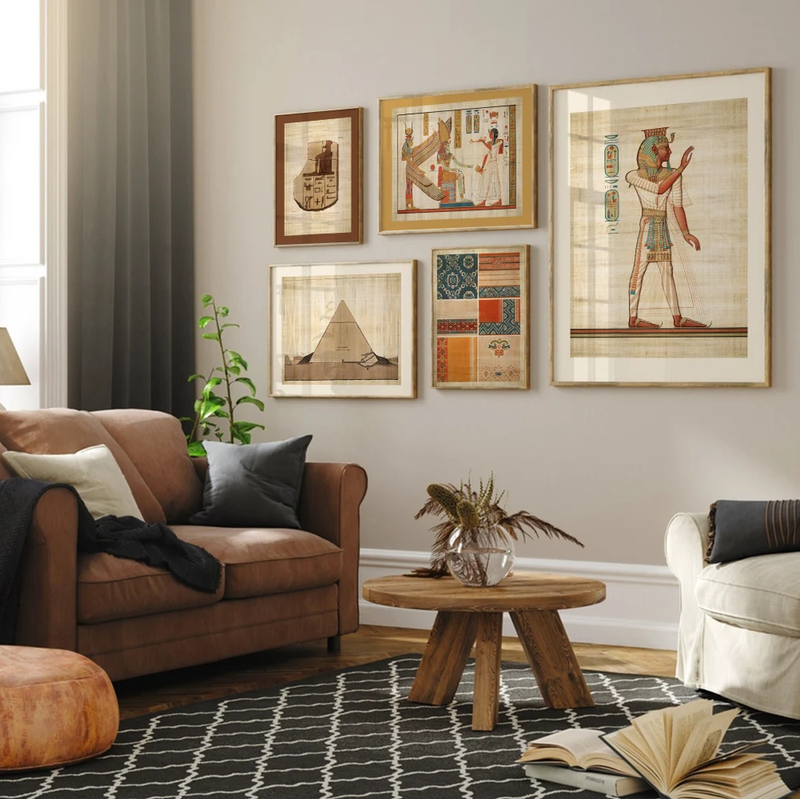Gallery Wall Art Set of 5, Wall Art Set, Ancient Egyptian Decor, Ramses